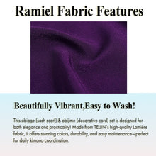 画像をギャラリービューアに読み込む, Stylish & Washable Ramiel Obiage & Obijime Set , Purple ,Wine Red