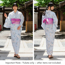 Load image into Gallery viewer, Women's Cotton Yukata, Casual Summer Kimono -Light Blue Base with Lily Pattern