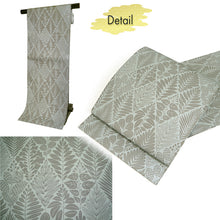 Load image into Gallery viewer, Women's Washable Nagoya Obi (Light Gray with Botanical Pattern)