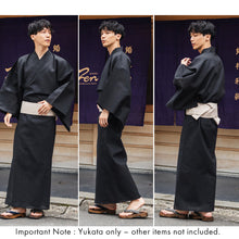 画像をギャラリービューアに読み込む, Men's Yukata Cotton & Linen : Solid Black Yukata