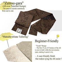 Load image into Gallery viewer, Washable Nagoya Obi (Layered Sarasa Floral Pattern) ,Beige ,Gray, Black –Classic Yet Modern– A Must-Have for Kimono Lovers