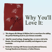 Load image into Gallery viewer, Luxury Silk Ladies Obiage & Obijime, Vibrant red base – Perfect for Any Occasion