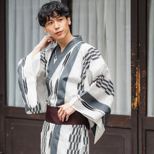 画像をギャラリービューアに読み込む, Men's Yukata Cotton : Off-White Yagasuri Yukata