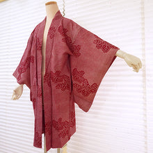 Load image into Gallery viewer, Vintage Haori Kimono Jacket Silk, Classic Red base, “Kanoko” Dots , Paulownia Design