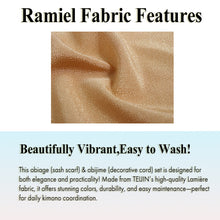 画像をギャラリービューアに読み込む, Stylish & Washable Ramiel Obiage & Obijime Set , Light Brown,Cream