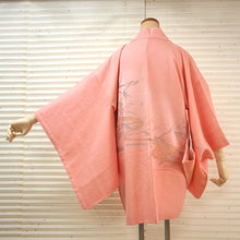 Load image into Gallery viewer, Vintage Haori Kimono Jacket Silk, Baby Pink base, Bamboo Leaves—Symbol of Strength & Growth!