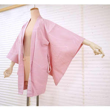 画像をギャラリービューアに読み込む, Vintage Haori Kimono Jacket Silk, Pink base, Wave Pattern