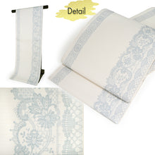 將圖片載入圖庫檢視器 Women's Washable Nagoya Obi (Off-White with Gray Lace Pattern)