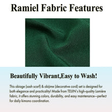 画像をギャラリービューアに読み込む, Stylish & Washable Ramiel Obiage & Obijime Set , Deep Green ,Red