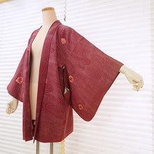 Load image into Gallery viewer, Vintage Haori Kimono Jacket Silk, Deep Red-Purple base, Flowing Water, Maple, and Textured Flowers