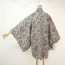 Load image into Gallery viewer, Vintage Haori Kimono Jacket Silk, White(ivory) base, Seasonal Flowers ,Chrysanthemum, Maple, Pine, Plum