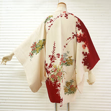 將圖片載入圖庫檢視器 Vintage Haori Kimono Jacket Silk, White(ivory) base, Maples, Floral