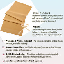 画像をギャラリービューアに読み込む, Stylish & Washable Ramiel Obiage & Obijime Set , Light Brown,Cream