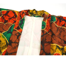 Load image into Gallery viewer, Vintage Haori Kimono Jacket Silk,red base, Colorful & Unique Geometric Pattern