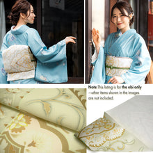 画像をギャラリービューアに読み込む, Women's Washable Nagoya Obi (Soft Yellow-Green with Oriental Pattern)