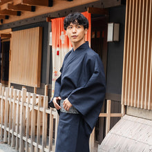 画像をギャラリービューアに読み込む, Men's Yukata Cotton & Linen : Solid Navy Yukata
