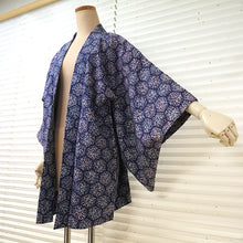 Load image into Gallery viewer, Vintage Haori Kimono Jacket Silk, Blue base, Chrysanthemum Motif