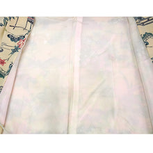 画像をギャラリービューアに読み込む, Vintage Haori Kimono Jacket Silk, Ivory base, Seasonal Flowers, Floral, Chrysanthemum, Maple, Peony