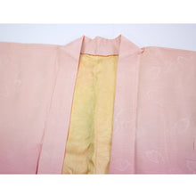 画像をギャラリービューアに読み込む, Vintage Haori Kimono Jacket Silk, Pink Gradient base, Flowing Water and Leaves