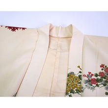將圖片載入圖庫檢視器 Vintage Haori Kimono Jacket Silk, White(ivory) base, Maples, Floral