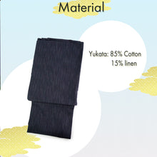 画像をギャラリービューアに読み込む, Men's Yukata Cotton & Linen : Navy with Rain-Like Stripes Yukata