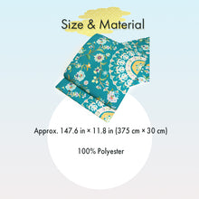將圖片載入圖庫檢視器 Women's Washable Nagoya Obi (Blue-Green with Floral & Arabesque Motif)