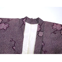 画像をギャラリービューアに読み込む, Vintage Haori Kimono Jacket Silk, Deep purple base, “Kanoko” Dots, Ivy Vine Design