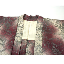画像をギャラリービューアに読み込む, Vintage Haori Kimono Jacket Silk, Red-Purple base, Geometric Design