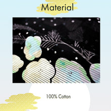 画像をギャラリービューアに読み込む, Lightweight Cotton Yukata for Women, Black base, Crisp geometric snowflakes, Flower pattern – Inspired by Kaneko Misuzu’s Poetry, Summer Japanese Kimono Robe