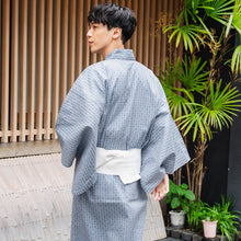 画像をギャラリービューアに読み込む, Men's Yukata Cotton : Blue-Gray with Geometric Design Yukata