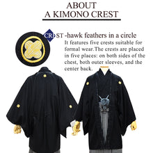 將圖片載入圖庫檢視器 Men's Formal Kimono, Haori, and Hakama 3-Piece Set <Black Haori>