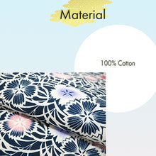 Load image into Gallery viewer, Women's Cotton Yukata, Casual Summer Kimono -Navy Base with Nadeshiko Flowers