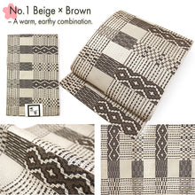 Load image into Gallery viewer, Washable Nagoya Obi (Geometric pattern),Beige ,Navy, Black – Modern Design Meets Traditional Elegance