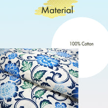 Load image into Gallery viewer, Women's Cotton Yukata, Casual Summer Kimono -Off-White Base with Blue, Green, and Navy Floral Arabesque