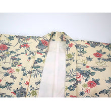 画像をギャラリービューアに読み込む, Vintage Haori Kimono Jacket Silk, Ivory base, Seasonal Flowers, Floral, Chrysanthemum, Maple, Peony