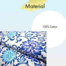 Load image into Gallery viewer, Women's Cotton Yukata, Casual Summer Kimono -White Base with Blue, Light Blue, and Blue-Violet Floral Arabesque