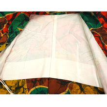 Load image into Gallery viewer, Vintage Haori Kimono Jacket Silk,red base, Colorful & Unique Geometric Pattern