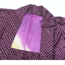 画像をギャラリービューアに読み込む, Vintage Haori Kimono Jacket Silk, Deep Red-Purple base, bamboom, ka-no-ko (Fawn Spots)Pattern