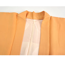 画像をギャラリービューアに読み込む, Vintage Haori Kimono Jacket Silk, Light Orange base, cherry blossoms,chrysanthemums, camellias, and maple leaves