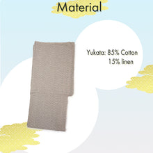 画像をギャラリービューアに読み込む, Men's Yukata Cotton & Linen : Beige with Broken Stripe Pattern Yukata