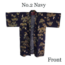 將圖片載入圖庫檢視器 Men's Happi Coat: Kimono Robe -Black, Navy Blue, Red base, Cranes & Pine Trees