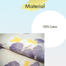 Load image into Gallery viewer, Women's Cotton Yukata, Casual Summer Kimono -Beige Base with Blown and yellow Grapes and Vines