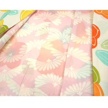 画像をギャラリービューアに読み込む, Vintage Haori Kimono Jacket Silk,Soft White base, Vibrant Camellia Flowers