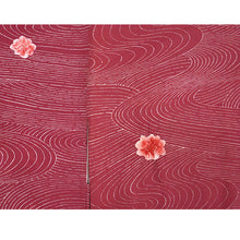 Load image into Gallery viewer, Vintage Haori Kimono Jacket Silk, Deep Red-Purple base, Flowing Water, Maple, and Textured Flowers