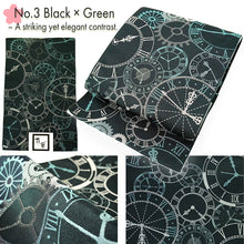 Load image into Gallery viewer, Washable Nagoya Obi (Object pattern) ,Beige ,Navy, Black –Classic Yet Modern– A Must-Have for Kimono Lovers