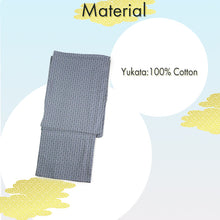 画像をギャラリービューアに読み込む, Men's Yukata Cotton : Blue-Gray with Geometric Design Yukata