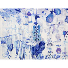 画像をギャラリービューアに読み込む, Lightweight Cotton Yukata for Women, blue base, vegetables, cats, birds pattern– Inspired by Kaneko Misuzu’s Poetry, Summer Japanese Kimono Robe