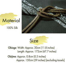 Load image into Gallery viewer, Luxury Silk Ladies Obiage & Obijime, Dark gray – Perfect for Any Occasion