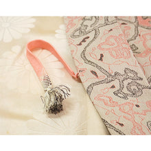 画像をギャラリービューアに読み込む, Vintage Haori Kimono Jacket Beige base, Bold Geometric Design