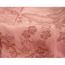 画像をギャラリービューアに読み込む, Vintage Haori Kimono Jacket Silk, Orangey-Pink base, cherry blossoms, plum, Chayatsuji Landscape Motif